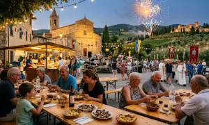 Festa paesana con musica, processione e fuochi d'artificio, un'autentica esperienza di sagre a Firenze.