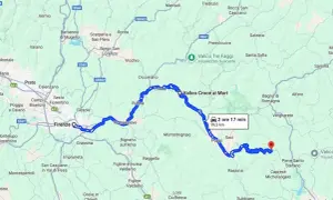 Itinerari moto Emilia Romagna: mappa da Firenze a Valico Croce ai Mori, 99,5 km, 2 ore 17 min.