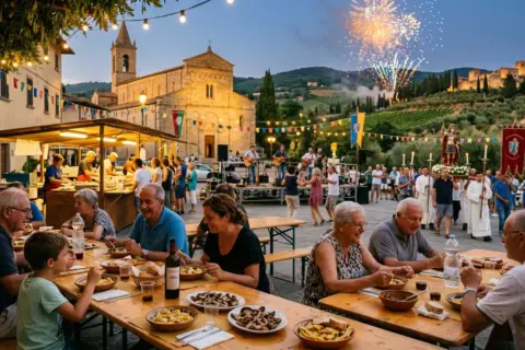 Festa paesana con musica, processione e fuochi d'artificio, un'autentica esperienza di sagre a Firenze.