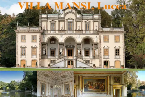 Villa Mansi, Lucca: maestosa villa con giardino all'italiana, fontane e interni decorati.