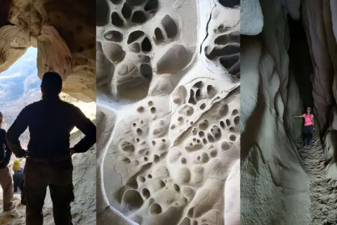 Esplorazione delle grotte di soprasasso, con formazioni rocciose uniche e panorami mozzafiato.