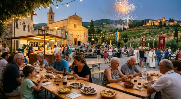 Festa paesana con musica, processione e fuochi d'artificio, un'autentica esperienza di sagre a Firenze.