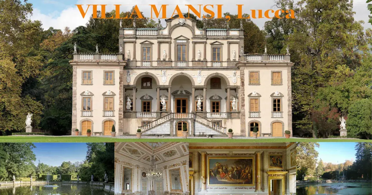 Villa Mansi, Lucca: maestosa villa con giardino all'italiana, fontane e interni decorati.