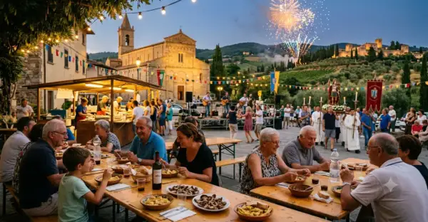 Festa paesana con musica, processione e fuochi d'artificio, un'autentica esperienza di sagre a Firenze.